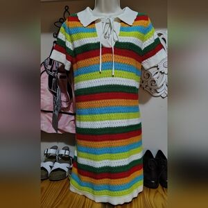 100% Cotton Entro Striped Knit Dress